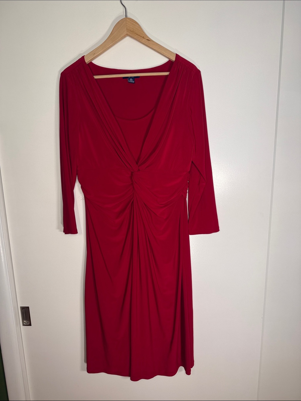 Chaps Red 3/4 Knot-Front Midi Dress XL